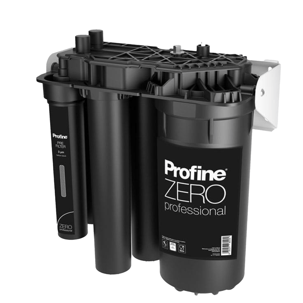 Profine® ZERO professional er det ideelle omvendt osmose anlæg, når der skal bruges mindre mængder af meget rent vand. Ydelse op til 24 l/t. Op til 3 liter det første minut.